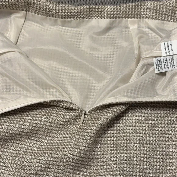 Rena Rowan Textured Tweed Pencil Skirt Cream Midi Career Office Old Money Chic 8 - Picture 3 of 8